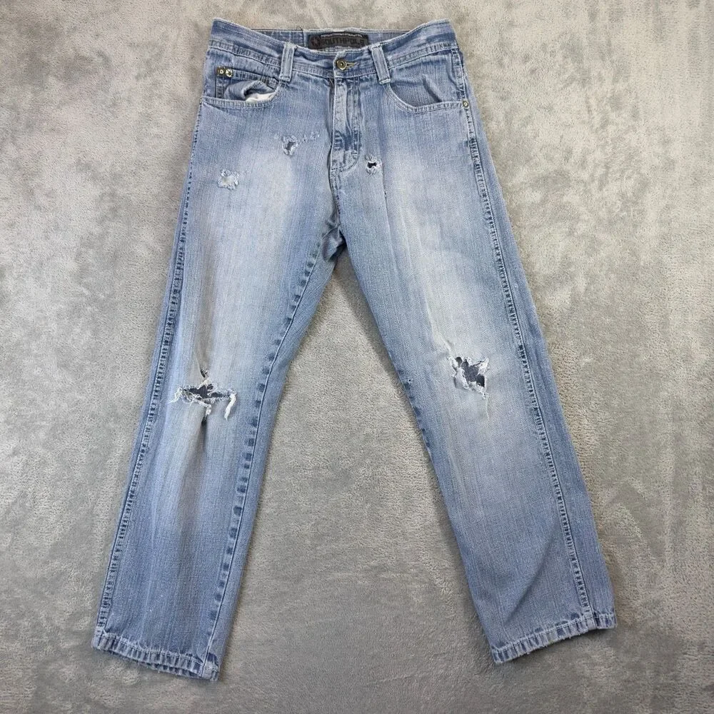 Vintage Southpole Jeans Mens 29x30 Blue Medium Wash Y2K Distressed Skater Cotton